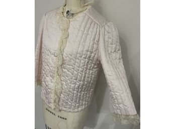 Near Mint Vintage Leisure Life 3 Button Soft Pink With Lace Trim Jacket  M