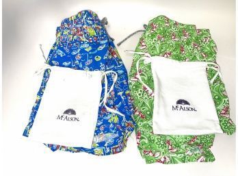 #6 MENS LOT OF 2 NWT $200 McALSON GREEN PAISLEY & BLUE CITY PRINT BATHING SUITS SIZE XXL