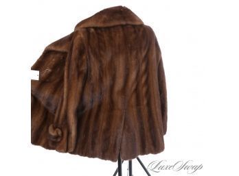 GORGEOUS COLOR AND FANTASTIC CONDITION WOMENS GENUINE MINK FUR COGNAC MOTTLED SHORT COAT