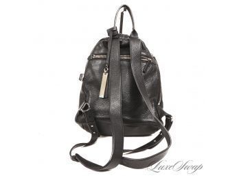 #29 MODERN AND AWESOME VINCE CAMUTO BLACK DEERSKIN GRAIN ALCANTARA LINED SMALL/MID SIZE BACKPACK BAG