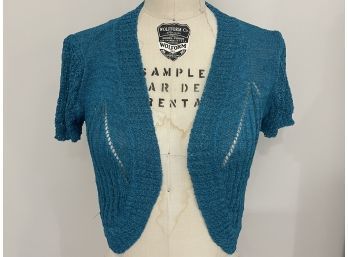 Teal Victoria Knit Bolero  Labeled One Side Fits Like A Small Near Mint