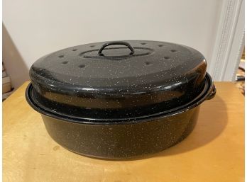 KITCHEN AND SUMMER ESSENTIAL LARGE BLACK SPECKLED LOBSTER POT/ ROASTER