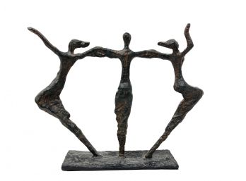 EXCEPTIONAL AND RARE SIGNED AUSTIN SCULPTURES 'JOIE DE VIE' METAL SCULPTURE OF 3 WOMEN DANCING