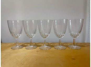 LOT OF 5 CUT GLASS WINE GLASSES