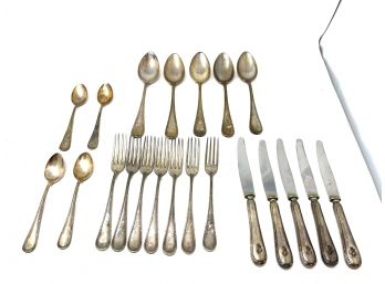 INCREDIBLE LOT OF 21 E HARTMANN GERMAN SILVER PLATE 90 FLATWARE SET SERVICE FOR 5