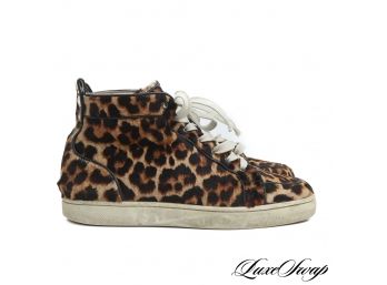 AUTHENTIC CHRISTIAN LOUBOUTIN RANTUS ORLATO LEOPARD PRINT PONYSKIN SNEAKERS 40