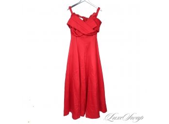 THE MOST INCREDIBLE VICTOR COSTA BOUTIQUE RED DUCHESS SATIN EVENING GOWN OMG SIZE 10