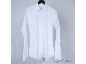 MODERN MENS GUCCI ESSENTIAL PURE WHITE SPREAD COLLAR BUTTON DOWN DRESS SHIRT 16.5