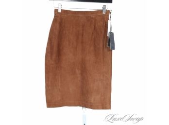 #561 BRAND NEW WITH TAGS LATINI / MARIA VITTORIA FIRENZE TOBACCO CHEVRE SUEDE SKIRT 40