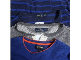 LOT OF 3 MENS POLO RALPH LAUREN LONG SLEEVE HENLEY AND THERMAL SHIRTS M AND L
