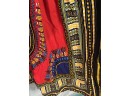 New With Tags Classic Red Blue Yellow Dashiki Print Cinched Waisted Cotton Dress