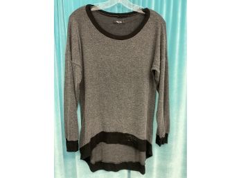 Michael Lauren Grey And Black Long Sleeve Cotton Blend Pullover Sweater Size S