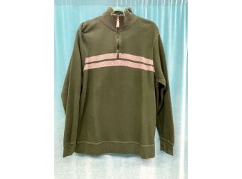 Vintage Old Navy Green Grey Cotton Ribbed Zip Pullover Size XL