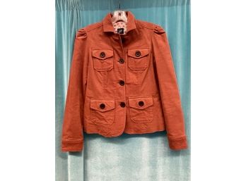 Gap Rust Orange Corduroy Safari Jacket Style 4 Pocket Jacket Size 2