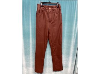 Anonymous Brown Pleather Vegan Leather  Pants Size Small