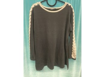 Sadimara By Colette Mordo  Cotton Blend Black And Ecru Sweater Size L