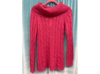 525 Scoop Turtleneck Cable Knit Pink Long Sleeve Sweater Size  M