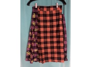 New With Tags Nicopanda Pink Burnt Orange Plaid Kilt New York Skirt Size Small