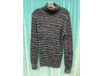 Dummond Blue Speckled  Knit Long Sleeve Turtle Neck Sweater Size L