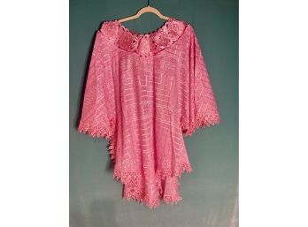 New Without Tags Anonymous Pink Scallop Lace Bobo Blouse Top One Size