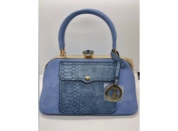 BRAND NEW Periwinkle Blue Top Handle French Frame Handbag W Detachable Shoulder Strap
