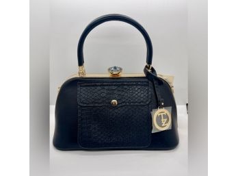 Anonymous NEW Black Vegan Leather French Frame Handbag W Detachable Shoulder Strap