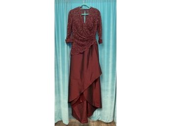 Vintage Alyce Designs Burgundy Beaded Lace And Evening Gown Size 4