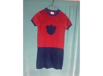 New NicoPanda Red And Blue Short Sleeve Lurex Knit Dress Size S