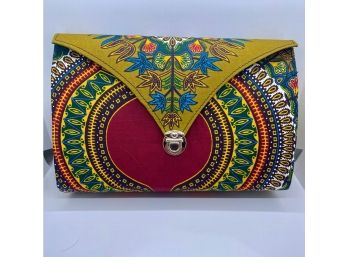 New African Classic Red  Dashiki Print Clutch And Chain Handbag