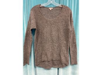 Gap Grey Wool Blend Long Sleeve Scoop Neck Elbow Patch Knit Sweater Size S