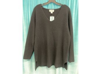 Sutton Studio Cashmere Solid Black Pullover Knit Sweater Size L