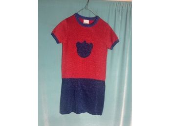 New NicoPanda Red And Blue Short Sleeve Lurex Knit Dress Size S