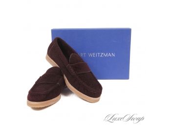 EXPENSIVE! BRAND NEW IN BOX STUART WEITZMAN 'BROMLEY' CABERNET CHICAGO SHEARLING FUR LOAFERS 7.5