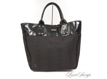 MASSIVE 21' WIDE VERSACE PARFUMS EMBROIDERED SERPENTINE MICROFIBER AND PATENT LARGE TOTE BAG