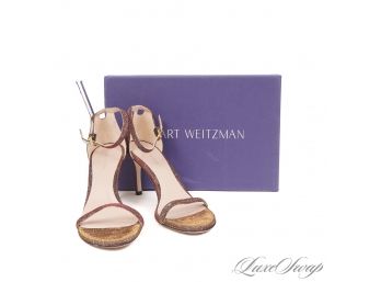 INCREDIBLE BRAND NEW IN BOX STUART WEITZMAN 'NUDIST TRADITIONAL' BRONZE GLITTER SPARKLE SANDALS 8