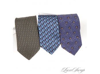 #4 $375 LOT OF 3 ERMENEGILDO ZEGNA MADE IN ITALY MENS SILK TIES