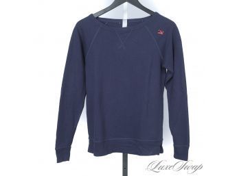 BIG FLEX : ALTERNATIVE NAVY BLUE RINGSPUN VINTAGED CREWNECK SWEATSHIRT 'ST. BARTHS FRENCH WEST INDIES' S