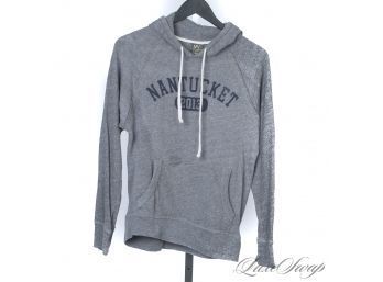 HOODIE SZN : MV SPORT GRAPHITE GREY MID-WEIGHT NANTUCKET MASSACHUSETTS WOMENS HOODIE SWEATSHIRT M