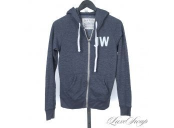 NEAR MINT JACK WILLS ENGLAND WOMENS CHARCOAL GREY MARLED FLEECE LINED MONOGRAM FULL ZIP HOODIE 6