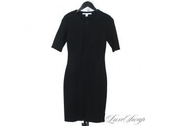 LBD ALERT! NEAR MINT DIANE VON FURSTENBERG BLACK STRETCH TWO-WAY ZIPPER BRACELET SLEEVE DRESS 2