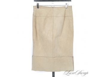 MODERN AND VERY NICE! ILLIA NATURAL CAMEL TAN UNLINED SUEDE TIE FRONT SKIRT 4