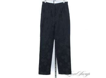 THESE ARE STUNNING! NEAR MINT LOUIS FERAUD NAVY BLUE SATEEN JACQUARD SELF POLKA DOT PRINT PANTS 4