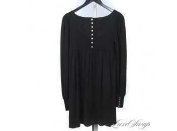 EASY BREEZY! JUICY COUTURE BLACK UNLINED STRETCH EMPIRE WAIST LONG SLEEVE DRESS P