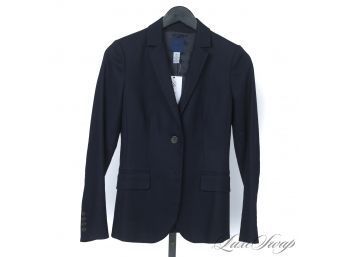 THE ESSENTIALS : MODERN AND NEAR MINT J. CREW NAVY BLUE UNSTRUCTURED BLAZER JACKET WOMENS 0