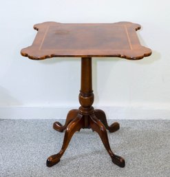 A Walnut Band Inlaid Shaped Top Pedestal Table