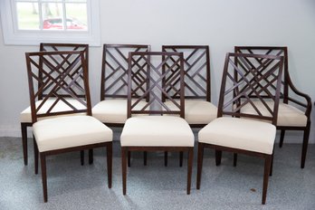 Seven Stanley Furniture Continuum Fret Chairs, Six Side And One Arm