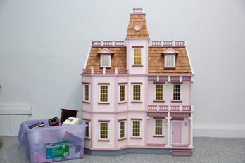 Large Victorian Style Dollhouse With Dollhouse Furniture