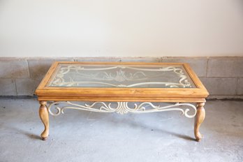 A Wood Metal & Glass Top Coffee Table