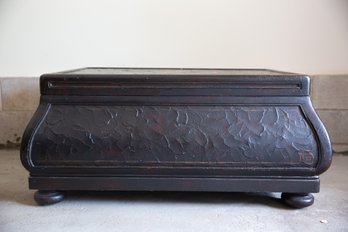 A Decorated Painted Wooden Bombe Coffee Table