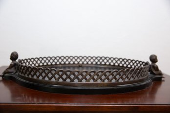 Heavy Oval Tray With Cherub Form Pierced Metal Gallery